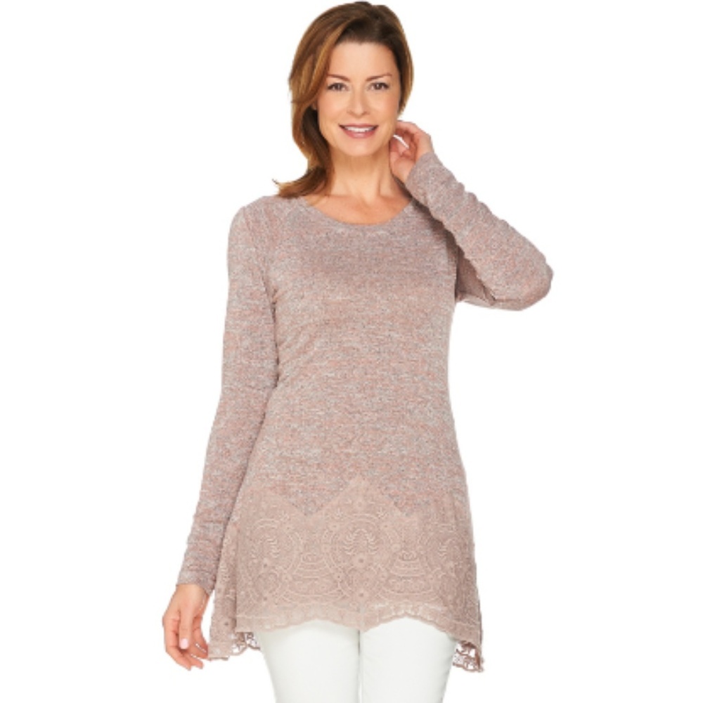 LOGO Space Dye Knit Top with Embroidered Hem